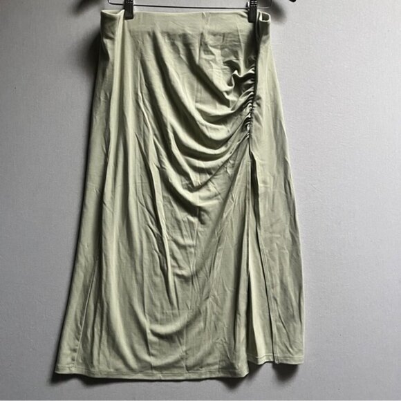 Wilfred Aritzia vespa ruche front slit midi skirt Sz L - Picture 2 of 10